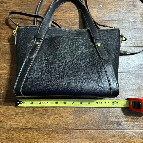 Fossil Avondale Black Leather Satchel Handbag Brass Hardware Excellent - Picture 6 of 16